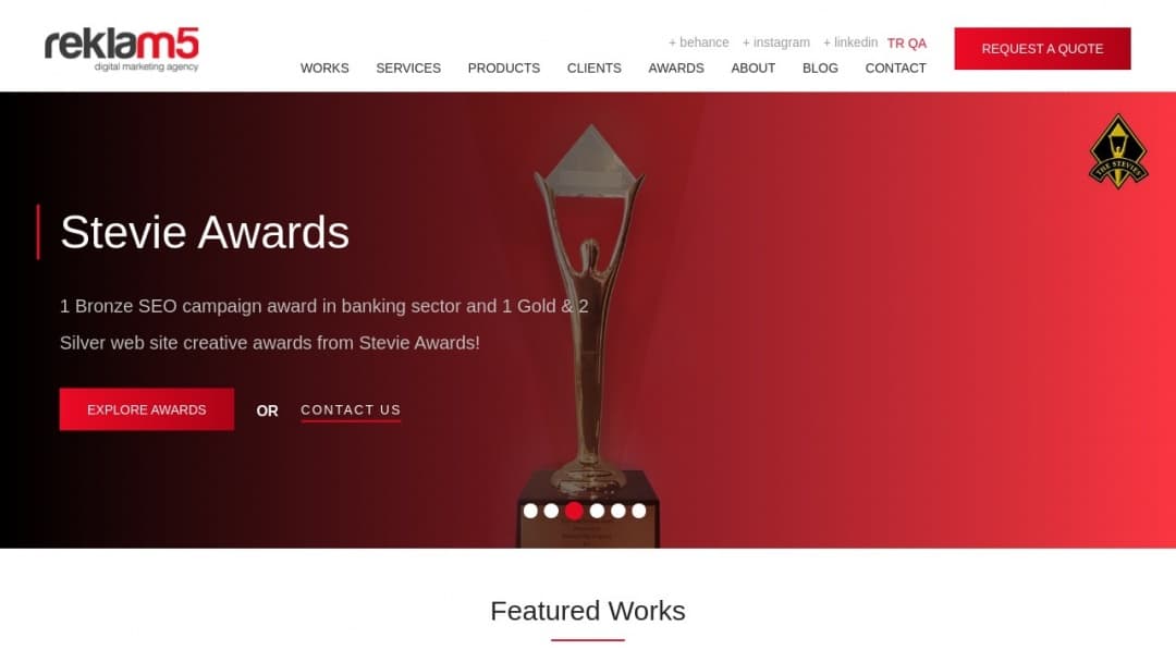 Screenshot of Reklam5 Digital Agency's Website