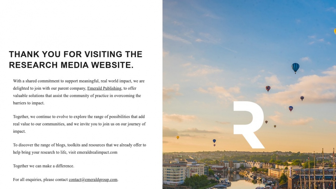 Screenshot of Research Media's Website