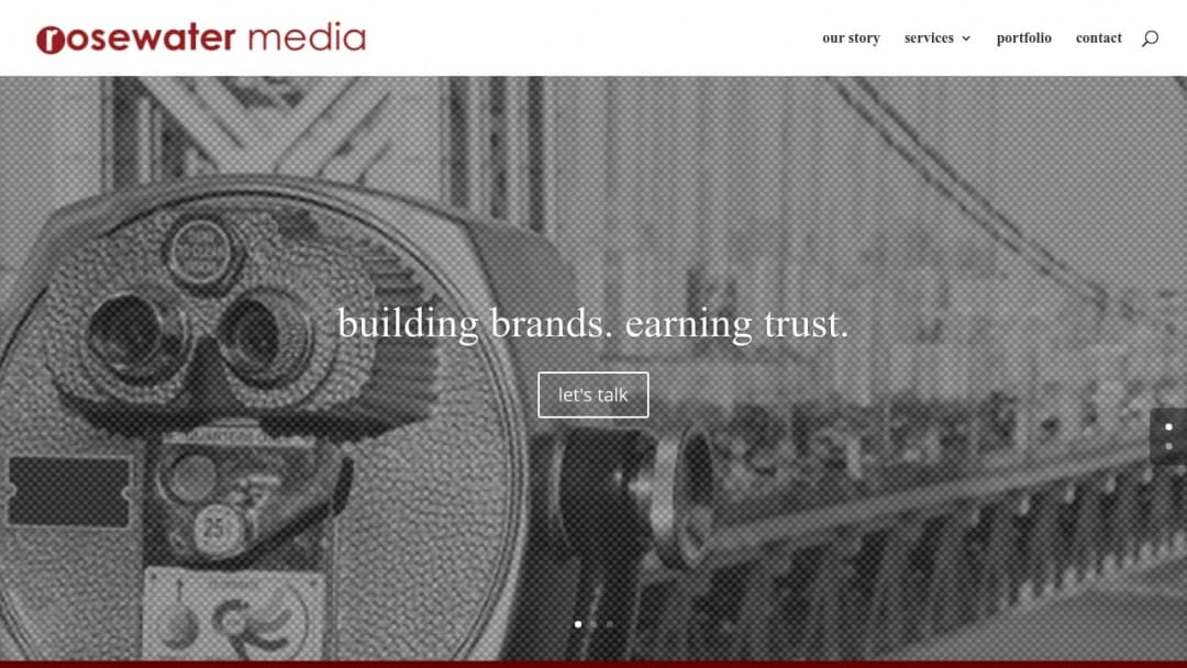 Screenshot of Rosewater Media's Website