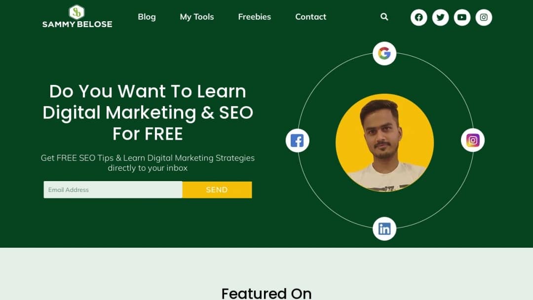 Screenshot of Sammy Belose's Website