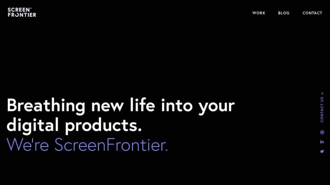 Screenshot of Screen Frontier's Website