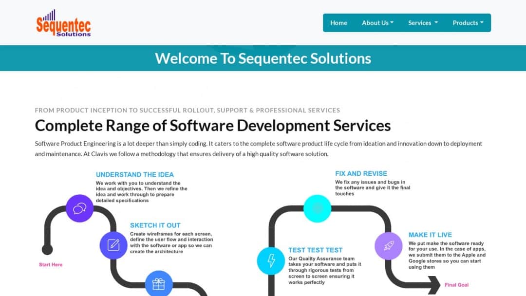 Screenshot of Sequentec Solutions's Website