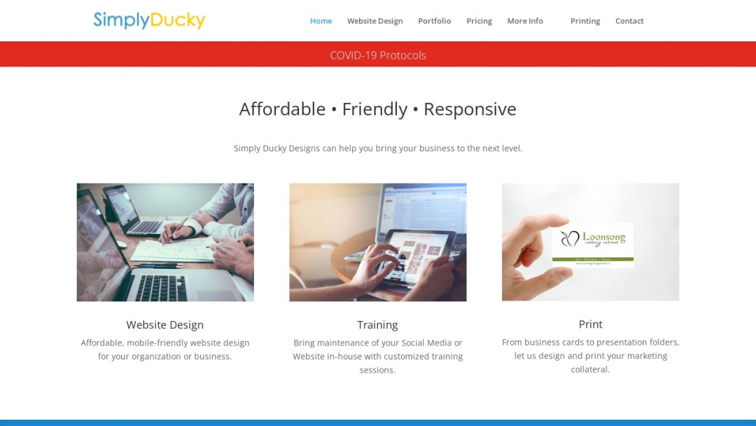 Screenshot of Simply Ducky Designs's Website