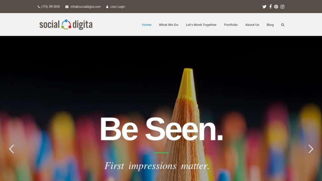 Screenshot of Social Digita's Website