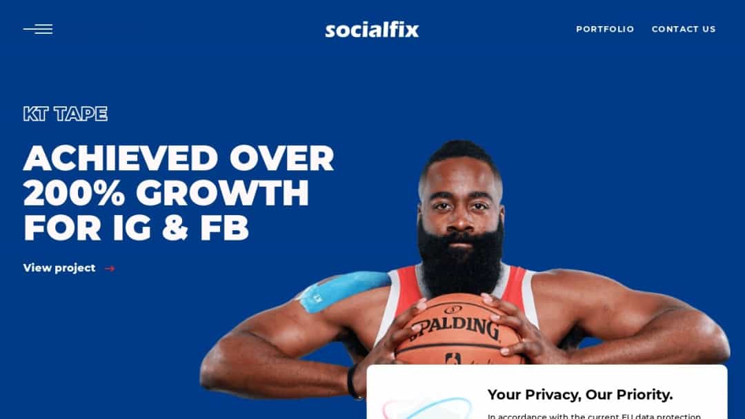 Screenshot of Socialfix Media's Website