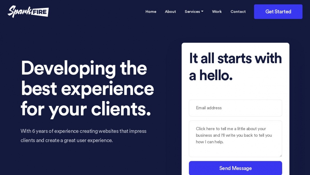 Screenshot of Spark Fire Web Design's Website