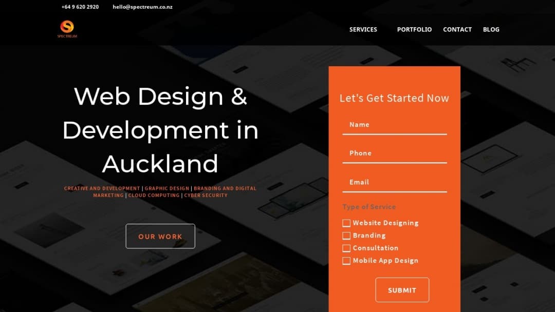 Screenshot of Spectreum LTD's Website
