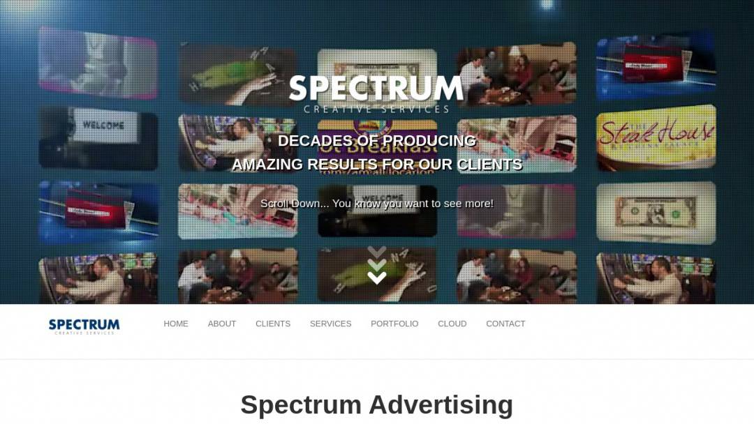 Screenshot of Spectrum Creative Services's Website