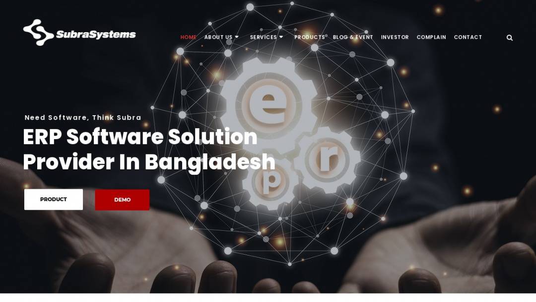 Screenshot of Subra Systems Ltd's Website