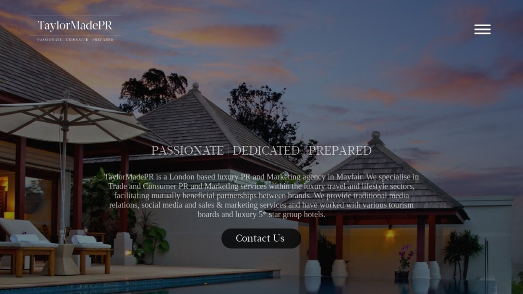 Screenshot of Taylormade Public Relations's Website