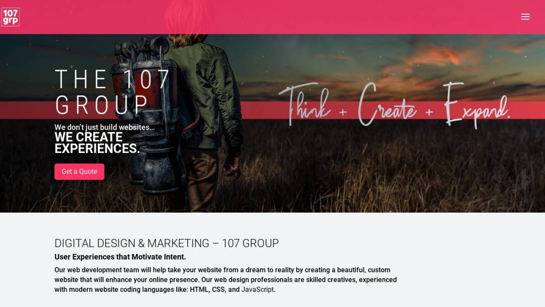Screenshot of The 107 Group's Website