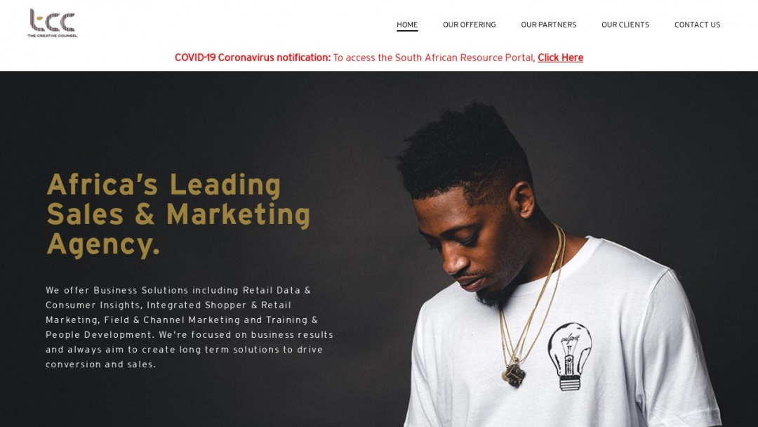 Screenshot of The Creative Counsel's Website