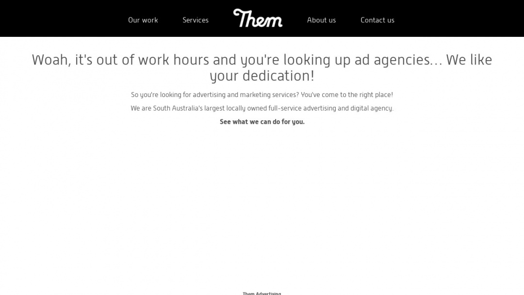 Screenshot of Them Advertising's Website