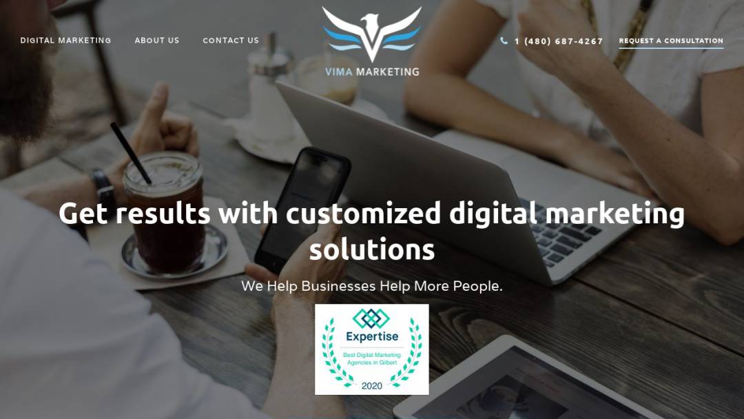 Screenshot of Vima Marketing's Website
