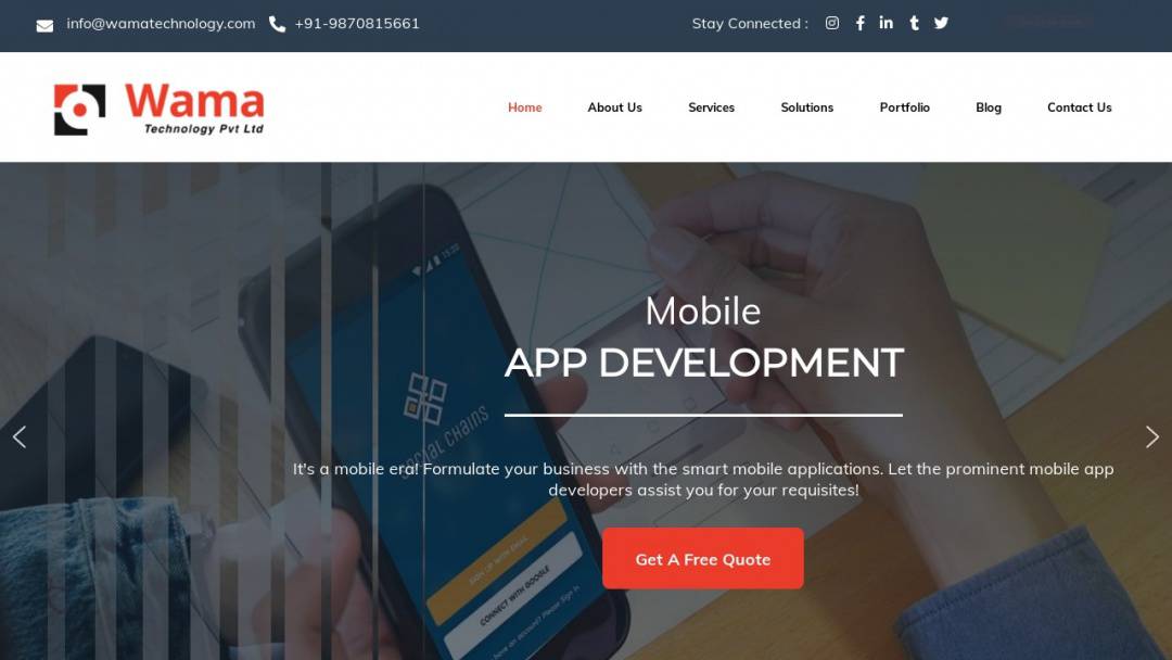 Screenshot of Wama Technology's Website
