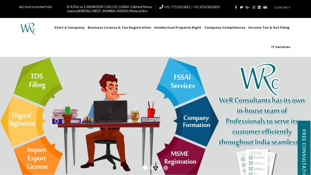 Screenshot of We R Consultants LLP's Website