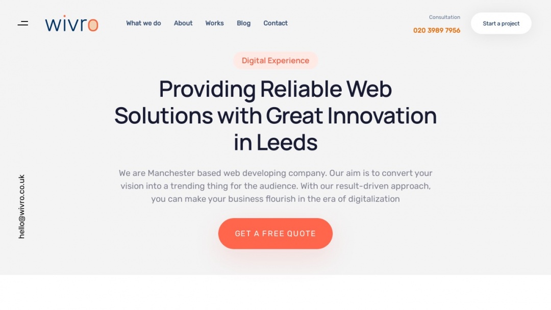 Screenshot of Wivro Ltd's Website