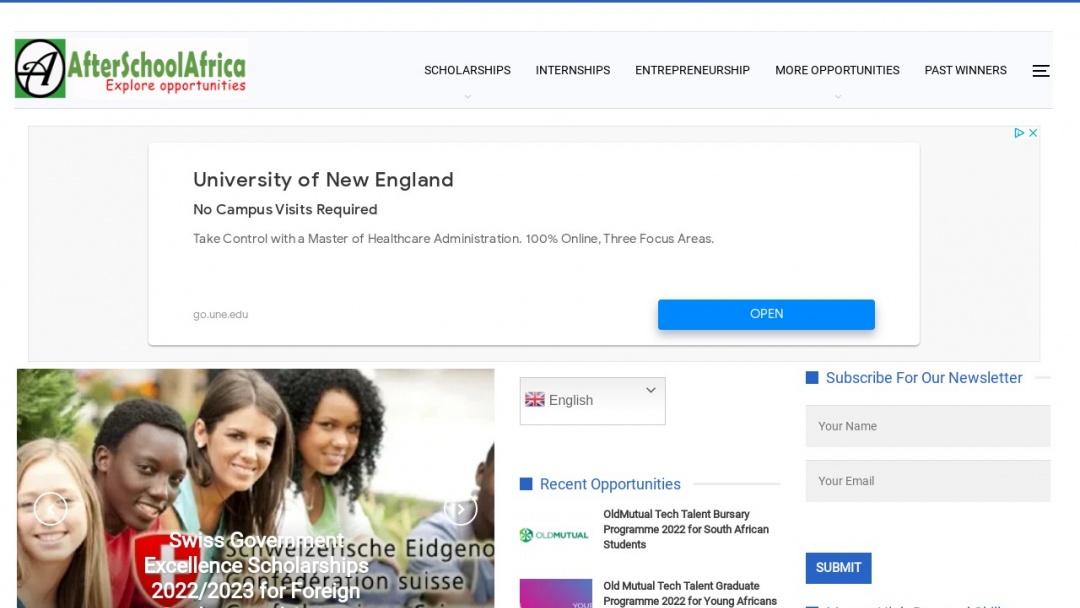 Screenshot of After School Africa's Website
