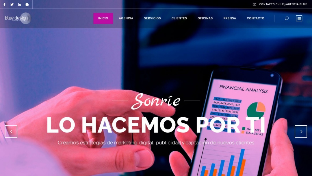 Screenshot of Agencia Blue Design Worldwide Chile's Website