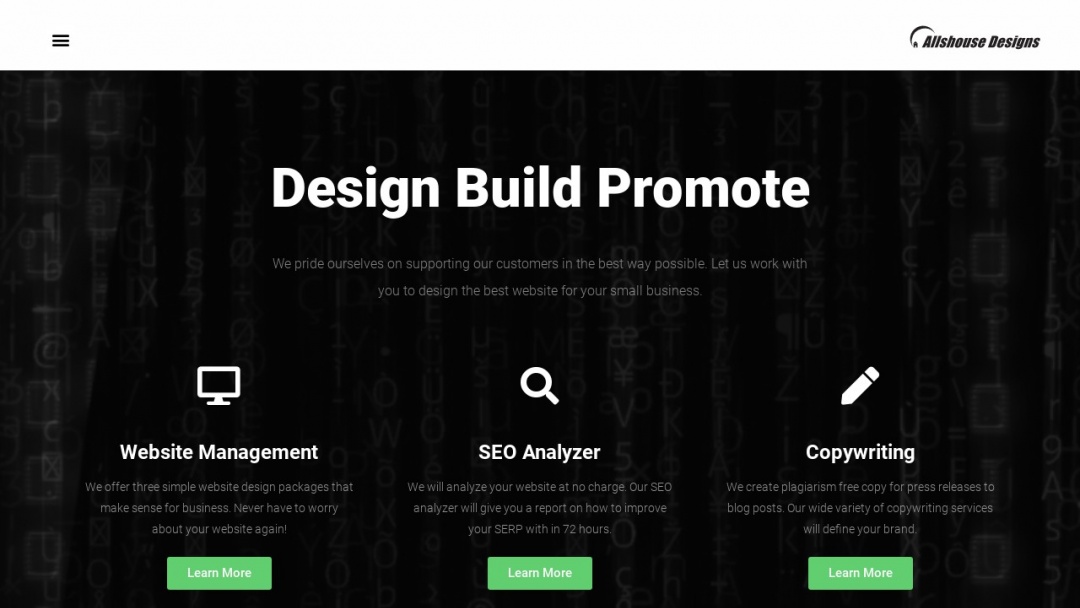 Screenshot of Allshouse Designs's Website