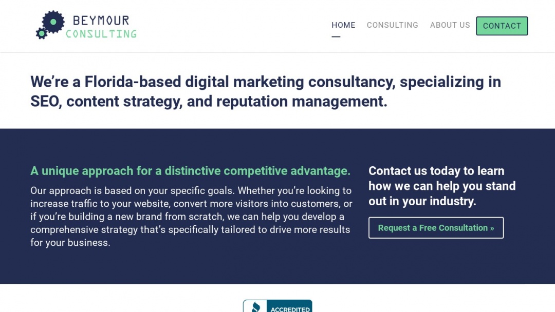 Screenshot of Beymour Consulting's Website