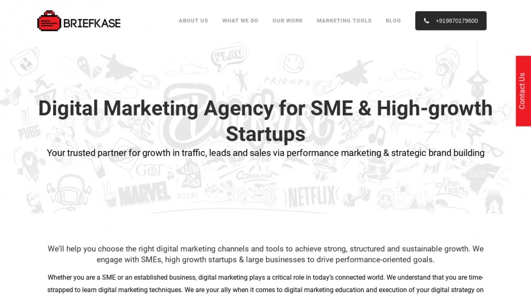 Screenshot of Briefkase Digital Communications's Website