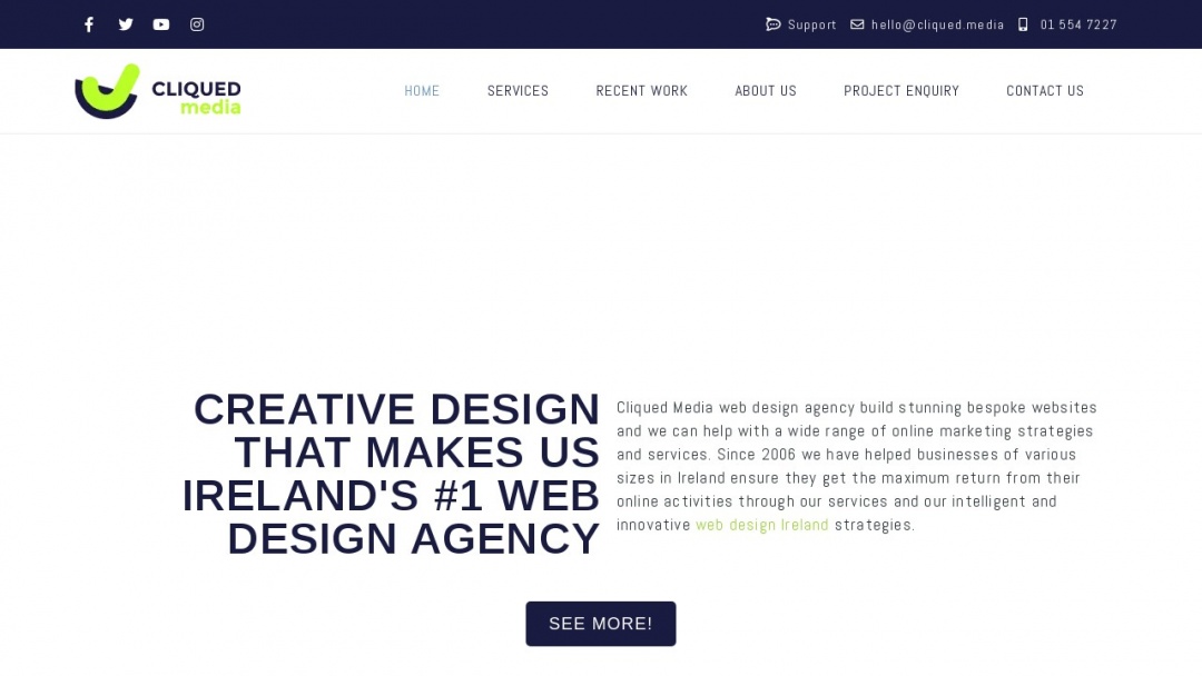 Screenshot of Cliqued Media's Website