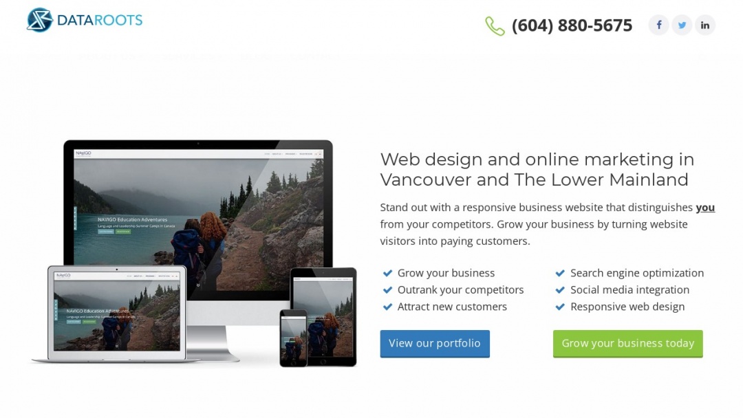 Screenshot of Data Roots Web Development's Website