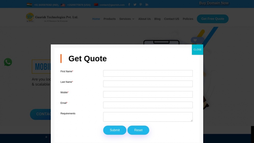 Screenshot of Gaurish technologies's Website