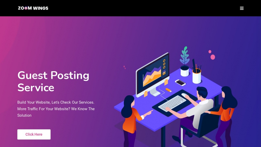 Screenshot of Zoom Wings's Website