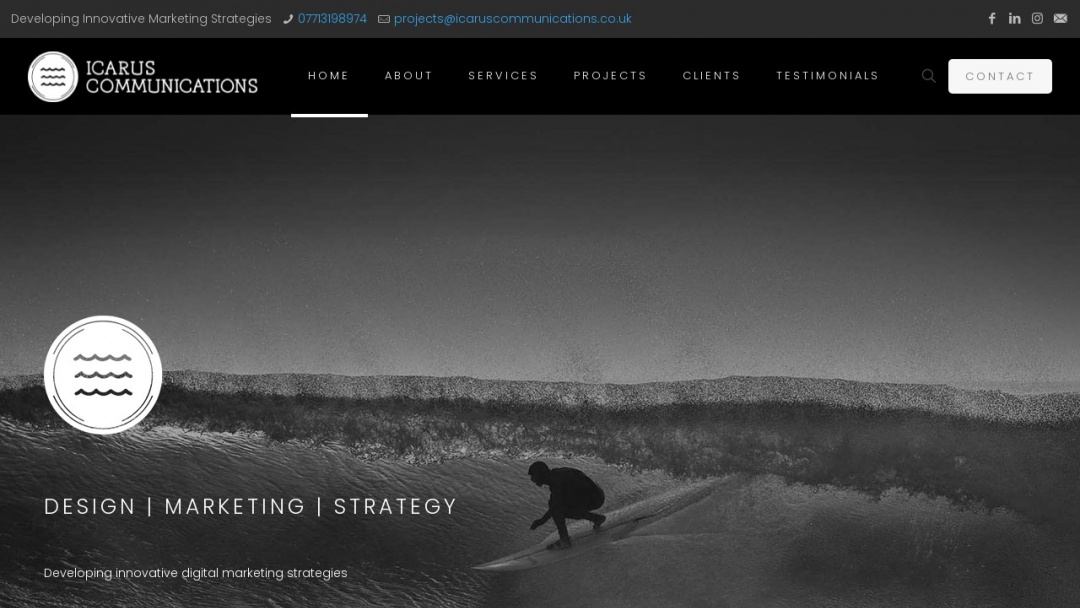 Screenshot of Icarus Communications's Website