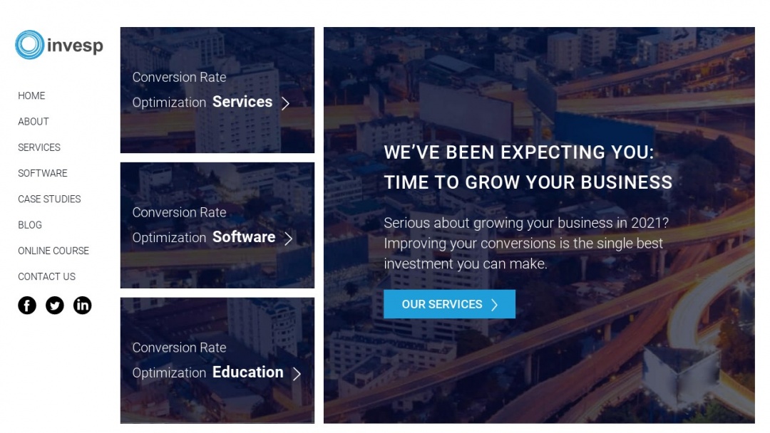 Screenshot of Invesp's Website