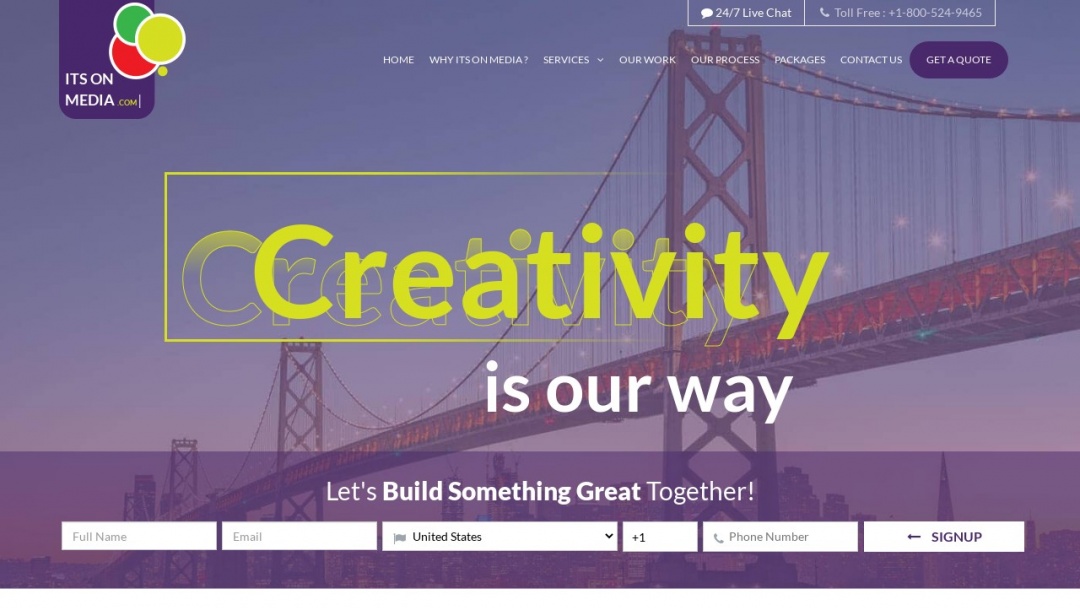 Screenshot of Its on Media, LLC.'s Website