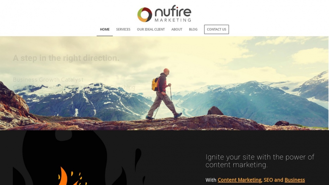 Screenshot of nufire marketing's Website