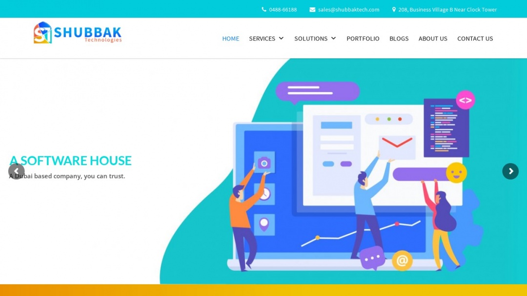 Screenshot of Shubbak Technologies's Website