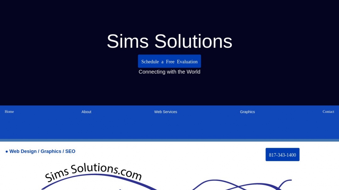 Screenshot of Sims Solutions's Website