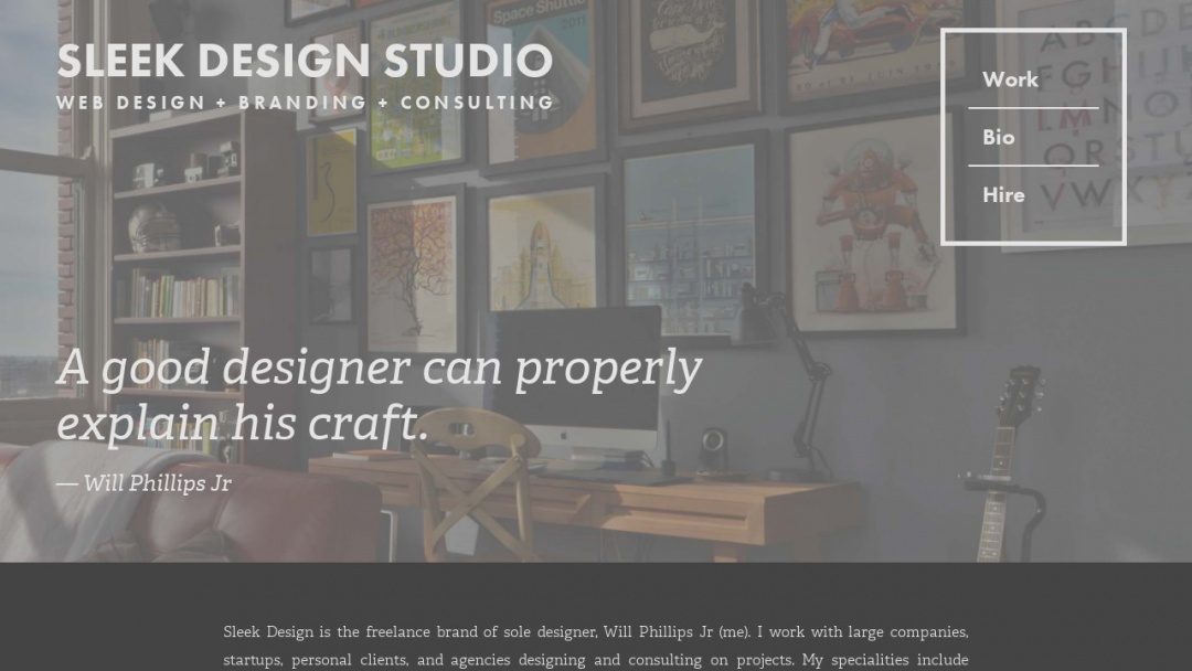 Screenshot of Sleek Design Studio's Website