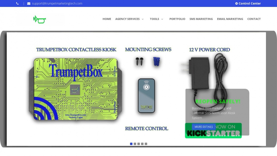 Screenshot of Trumpet Marketing Technologies Inc's Website