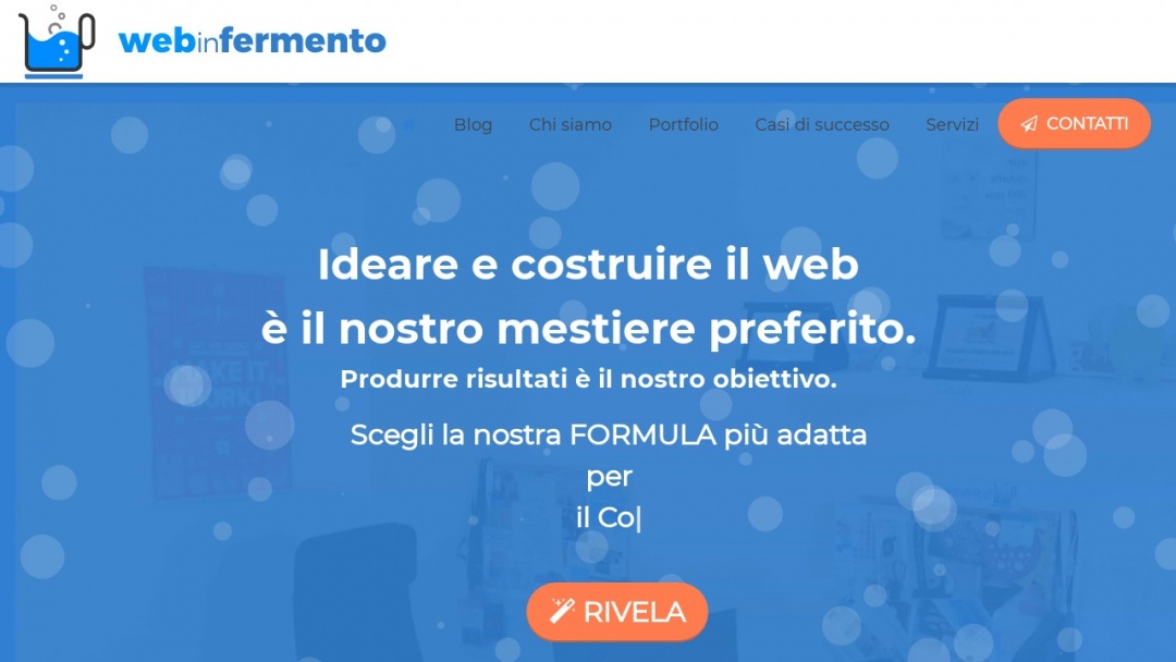 Screenshot of Web In Fermento's Website