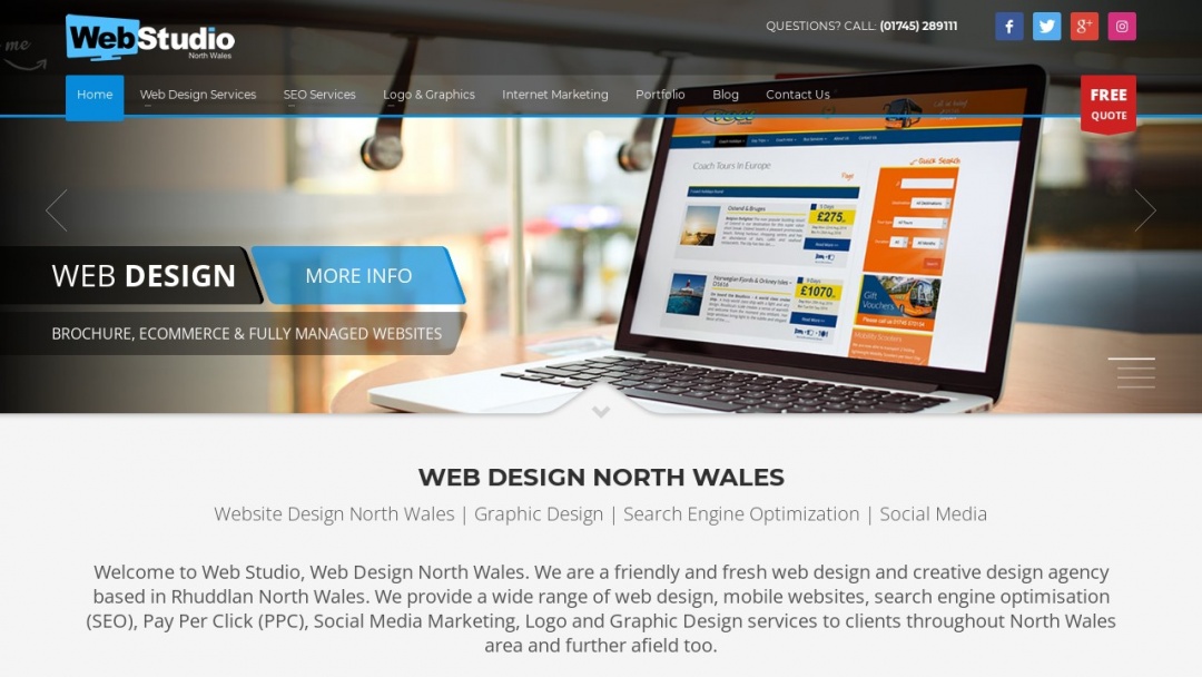 Screenshot of Web Studio's Website