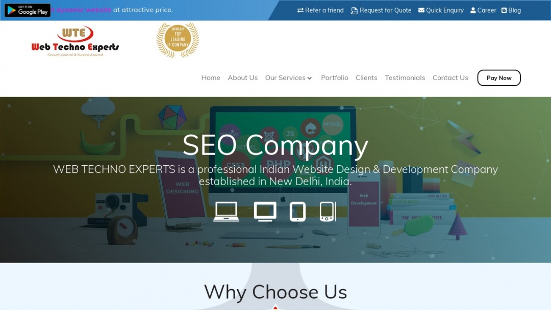 Screenshot of Web Techno Experts's Website