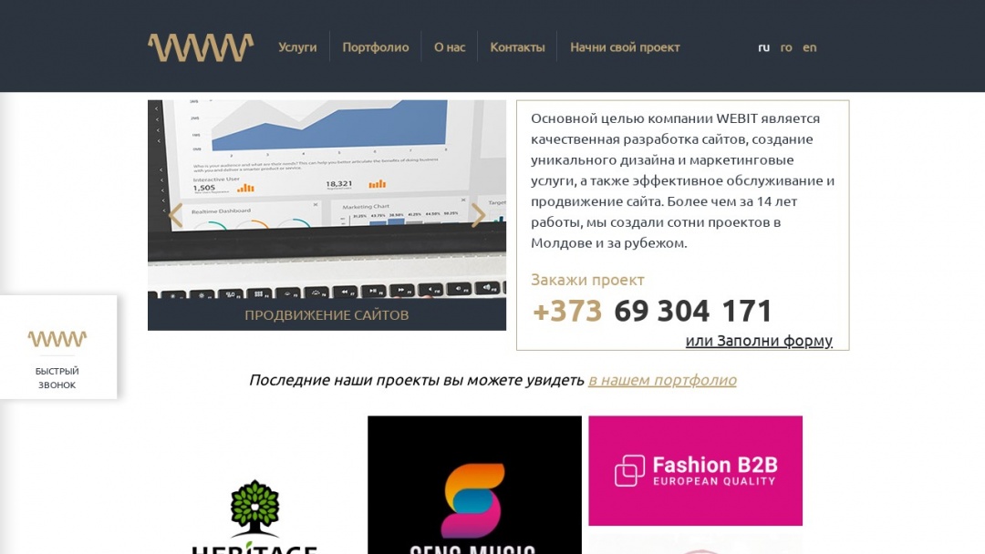 Screenshot of Webit Success's Website