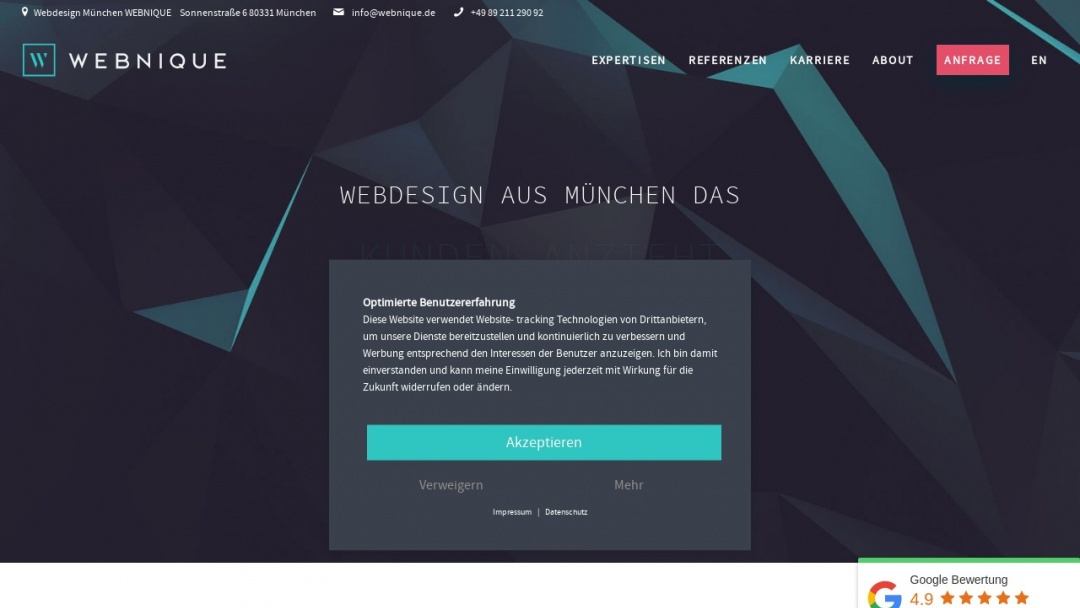 Screenshot of Webnique's Website