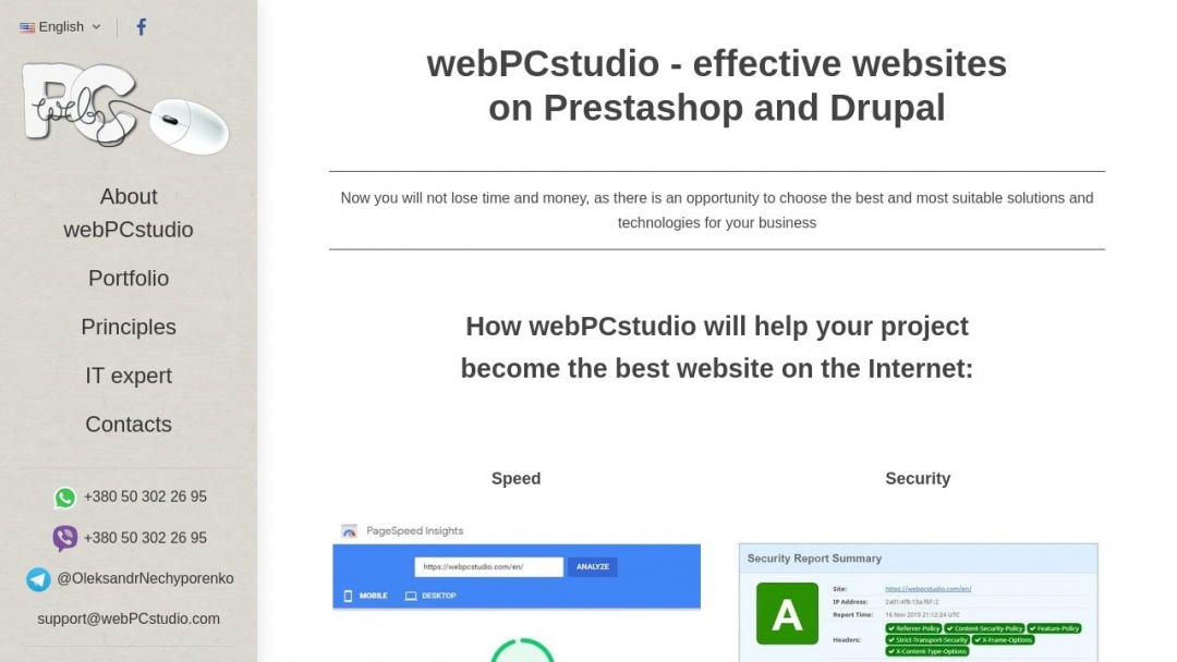 Screenshot of webPC's Website