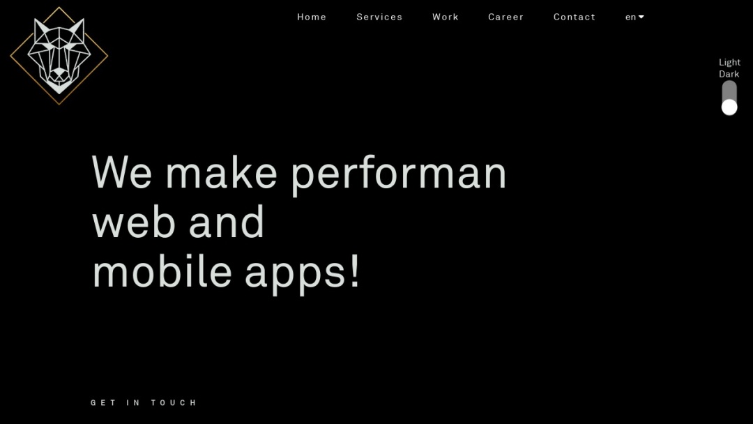 Screenshot of Wolf Digital Media's Website