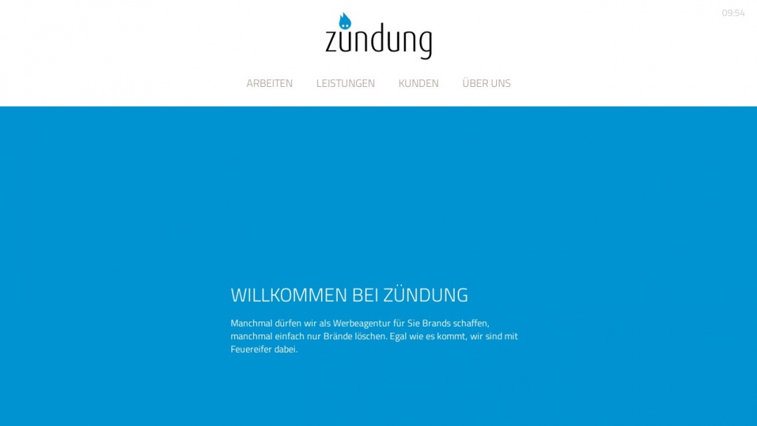 Screenshot of Zündung GmbH Werbeagentur's Website