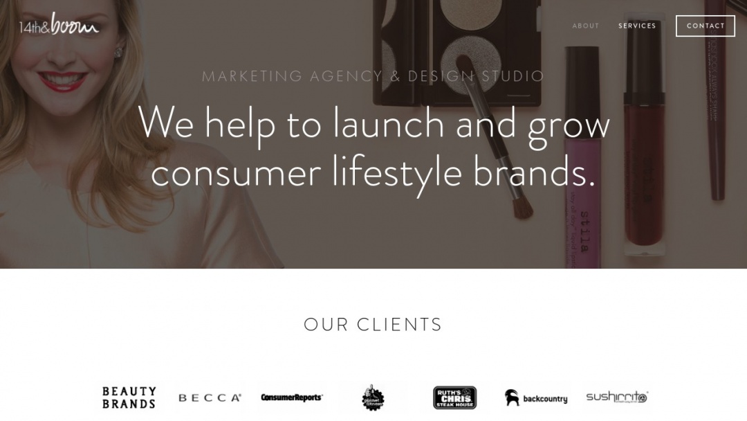 Screenshot of 14th & Boom's Website