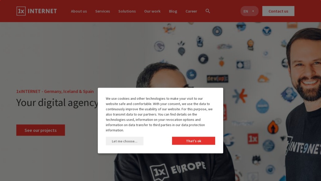 Screenshot of 1xINTERNET's Website