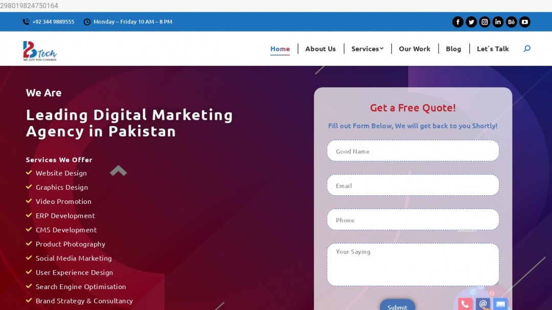 Screenshot of 2BTech's Website