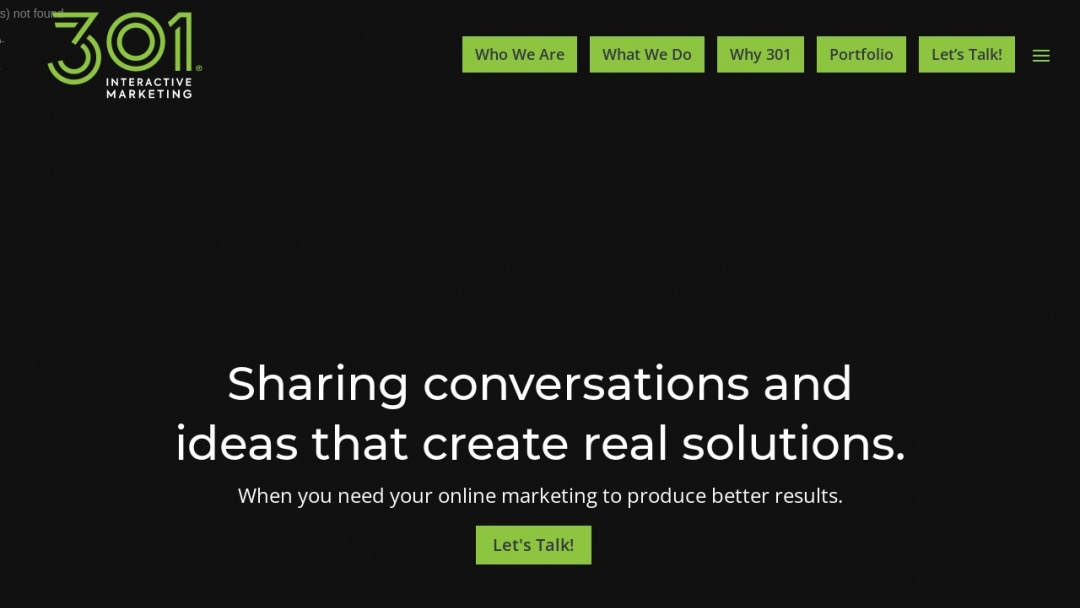 Screenshot of 301 Interactive Marketing's Website